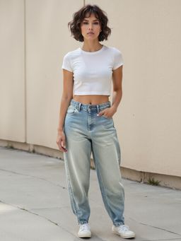 IZF - Womens Blue Barrel Fit High Rise Jeans