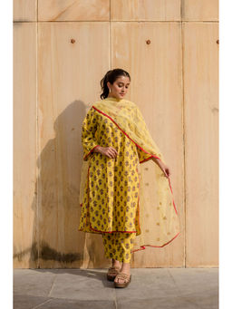 Gulabo Jaipur - Noya Yellow Kurta with Pants & Dupatta (Set of 3)