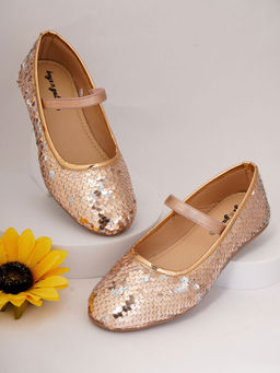 BOYZ N GALZ - Girls Rose Gold Embellished Ballerinas