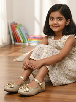 BOYZ N GALZ - Girls Gold Ballerinas