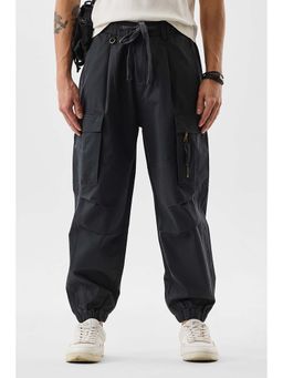 Snitch - Grey Solid Relaxed Casual Cargo Joggers