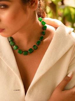 Kastiya Jewels - Beaded Green Quartz Semi Precious Gemstone Necklace