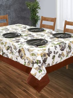 SHADES OF LIFE - Printed Brown Big Floral With Border Center Table Cover