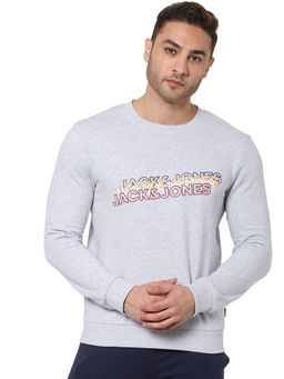 Jack & Jones - Grey Logo Print Sweatshirt