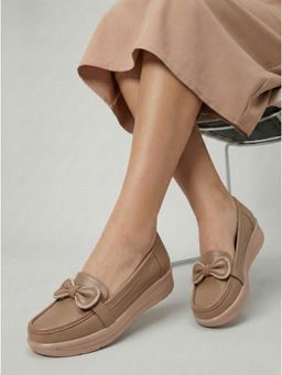 Twenty Dresses by Nykaa Fashion - Womens Beige Bows with Soft Insole Casual Loafers