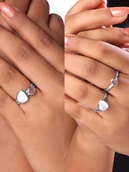 Mia by Tanishq - Mother Of Pearl Dreamy Stackable Ring (Pack Of 2)