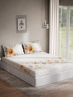 Ddecor Live Beautiful - Cotton Floral Double Bedsheet With 2 Pillow Covers, 144 TC
