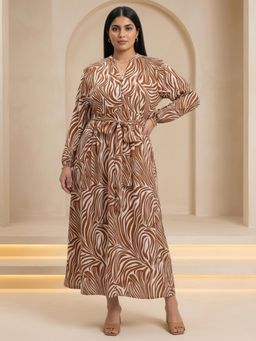 Globus - Women Brown Abstract Maxi Dress