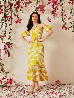 STREET 9 - Women Yellow Printed Maxi Dress