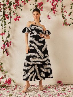 STREET 9 - Women Black Printed Maxi Dress