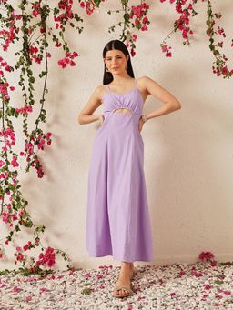 STREET 9 - Women Lavender Solid Cut-out Dress