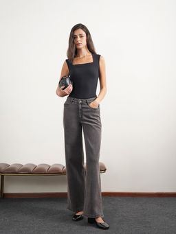 FABLE STREET - Denim Solid Dark Grey Women Jeans