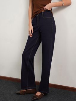 FABLE STREET - Solid Navy Blue Women Jeans