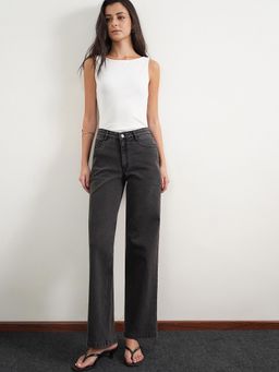 FABLE STREET - Denim Solid Dark Grey Women Jeans