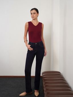 FABLE STREET - Denim Solid Navy Blue Women Jeans