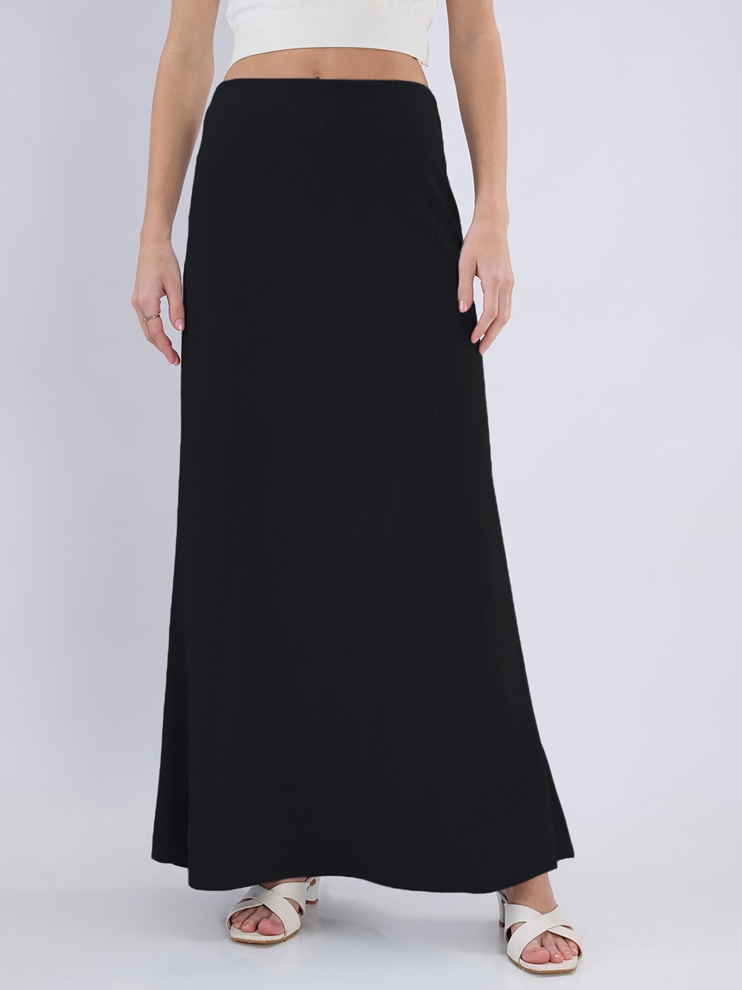 globus Women Black Solid A-line Maxi Skirt-picture-16