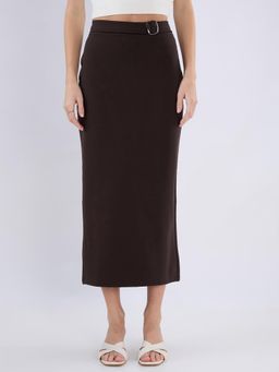 Globus - Women Brown Solid Midi Skirt