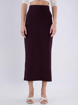 Globus - Women Burgundy Solid Midi Skirt