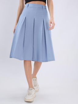 Globus - Women Blue Solid Flared Midi Skirt
