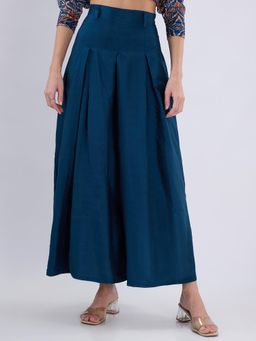 Globus - Women Teal Pleated Maxi Skirt