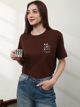 Globus - Women Brown Solid Relaxed Fit T-Shirt