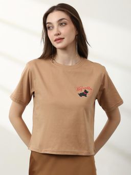 Globus - Women Beige Solid T-Shirt