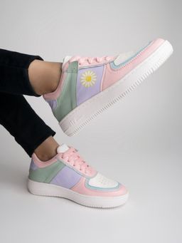 Shoetopia - Women Pink Colourblocked Sneakers