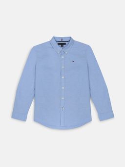 Tommy Hilfiger - Boys Blue Cotton Solid Shirt