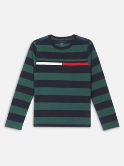 Tommy Hilfiger - Boys Green Cotton Stripes T-shirt