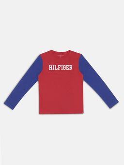 Tommy Hilfiger - Boys Red Cotton Colorblock T-shirt