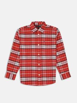 Tommy Hilfiger - Boys Red Cotton Checks Shirt