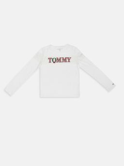 Tommy Hilfiger - Girls White Cotton Printed T-shirt