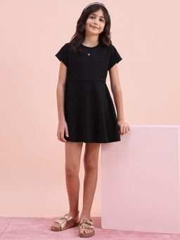 U.S. POLO ASSN. - Girls Black Polyester Textured Dress