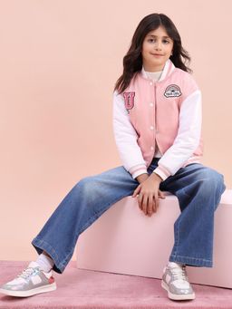U.S. POLO ASSN. - Girls Pink Polyester Colorblock Bomber Jacket
