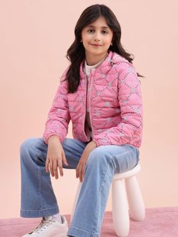 U.S. POLO ASSN. - Girls Pink Polyester Floral Puffer Jacket