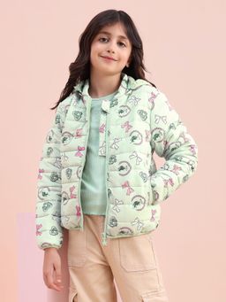U.S. POLO ASSN. - Girls Green Polyester Printed Puffer Jacket