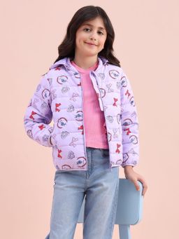 U.S. POLO ASSN. - Girls Purple Polyester Printed Puffer Jacket