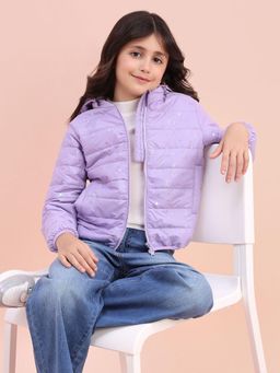 U.S. POLO ASSN. - Girls Purple Polyester Printed Puffer Jacket