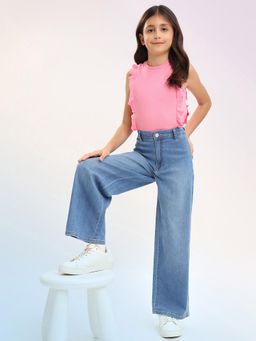 U.S. POLO ASSN. - Girls Blue Cotton Solid Jeans