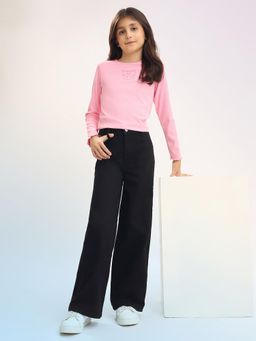 U.S. POLO ASSN. - Girls Black Cotton Solid Jeans