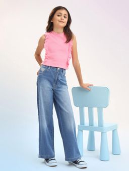 U.S. POLO ASSN. - Girls Blue Cotton Solid Jeans