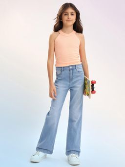 U.S. POLO ASSN. - Girls Blue Cotton Solid Jeans