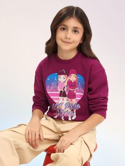 U.S. POLO ASSN. - Girls Purple Polyester Printed Sweatshirt