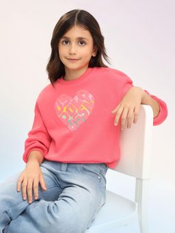 U.S. POLO ASSN. - Girls Pink Polyester Printed Sweatshirt