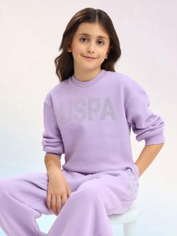 U.S. POLO ASSN. - Girls Purple Polyester Embellished Sweatshirt