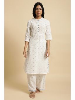 W - White Printed Summer Kurta Co-Ord (Set of 2)
