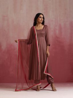 trueBrowns - Brown Modal Anarkali Kurta Pant Dupatta Set
