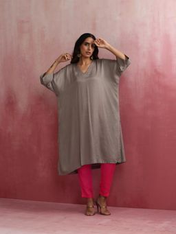 trueBrowns - Grey Modal Kimono Kurta with Pant (Set of 2)