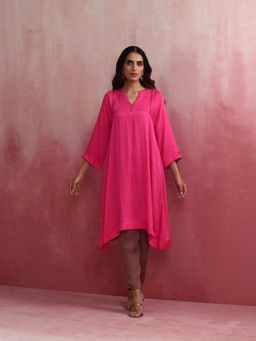 trueBrowns - Pink Modal Kimono Kurta with Pant (Set of 2)