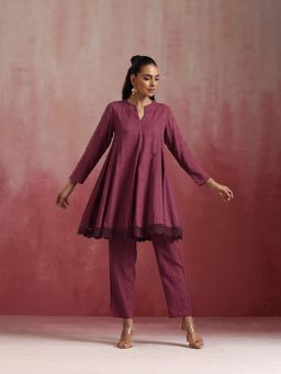 trueBrowns - Mauve Cotton Dobby Co-Ord (Set of 2)